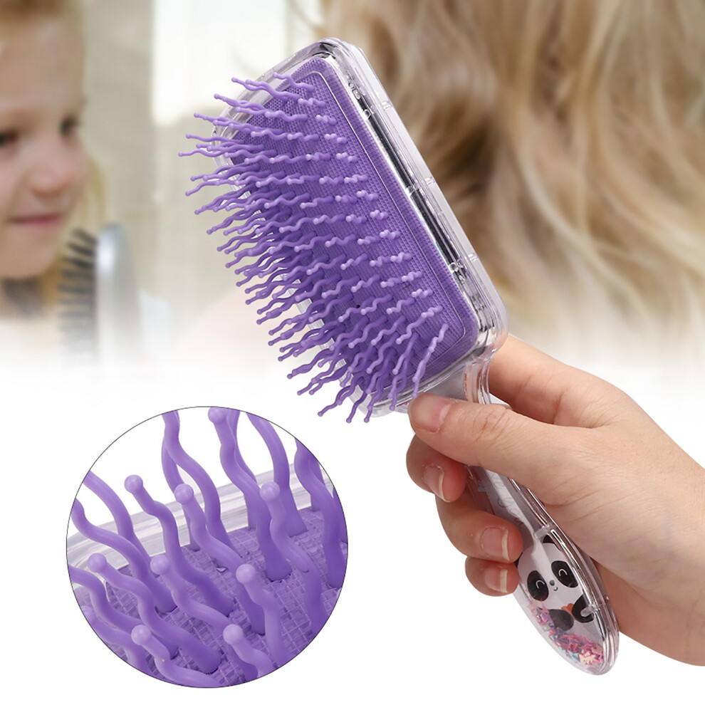 Children Cartoon Sequins Gasbag Hair Comb With Scalp Massage Gray