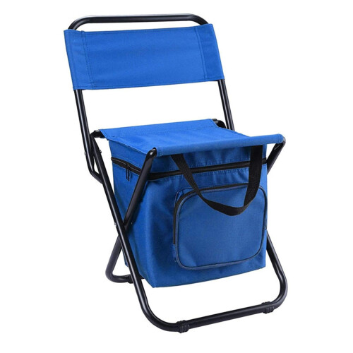 Fishing Chair Lightweight Portable Camping Stool with Backrest, Multi-Function Foldable Design, Blue
