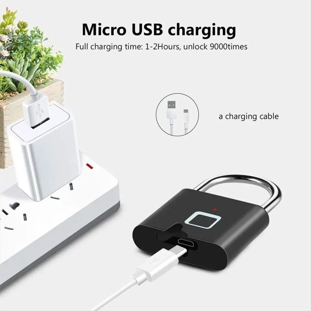 Keyless Usb Charging Fingerprint Lock Smart Padlock Waterproof 4713049697426