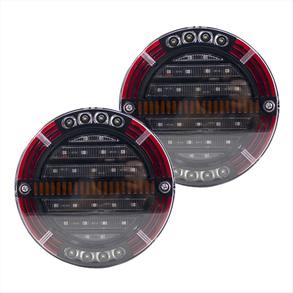 2Pcs Round Led Trailer Tail With Brake Drl Turn Signal Light 4711736680881