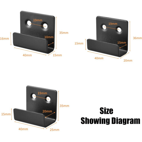 Ceramic Tile Display Bracket 4Pcs Stainless Steel Wall Hooks Flat J Hooks Black Brackets Inner Width 20mm 2