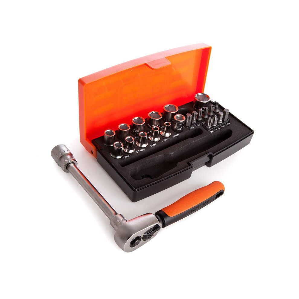 (Default) Bahco Sl25 25 Piece 1/4" Hex Sockets + Mini 1/4" Ratchet & Screwdriver Bit Set 3324542917532