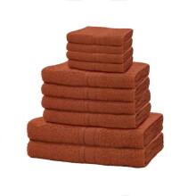 (Rust) 10 Piece Towel Bale Set Water Absorbent Soft 4 x Face Towel, 4 x Hand Towel, 2 x Bath Towel