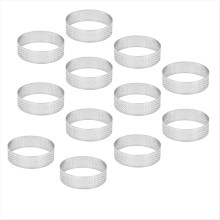 12Pcs 7cm Circular Tart Rings Perforation Stainless Steel Fruit Pie