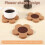12Pcs Flower Style Cork Coasters Set Thick Cork Drink Coasters 6