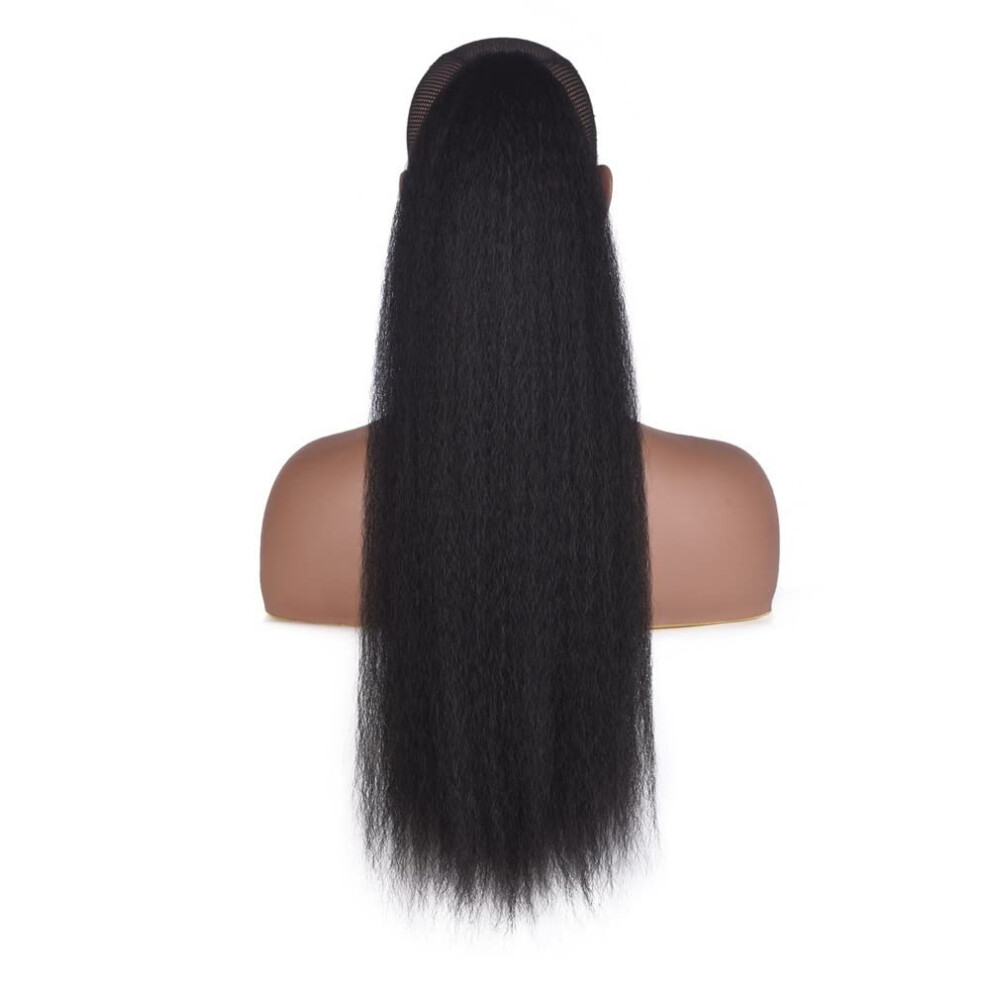 Unisex Black Hair Chignon Ponytail Synthetic Curl Hair Pieces For Women Color A, 26-Inch Messy Bun Ponytail Extension Wig