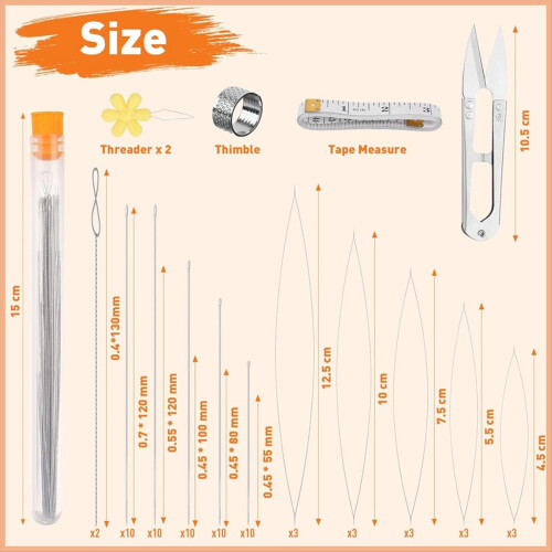 74 Pcs Beading Needles Set for Jewelry Making Various Sizes 2