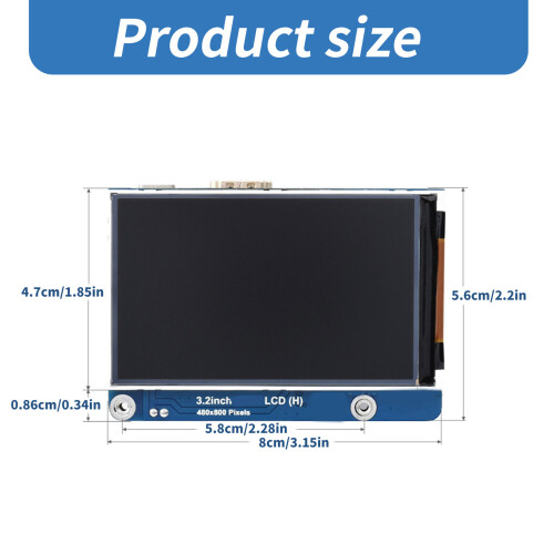 Adjustable Brightness 3.2inch IPS LCD Display, 480x800Pixel, 2