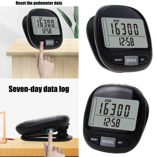 3D Pedometer Accurate Step Counter with Clip Large Display 1