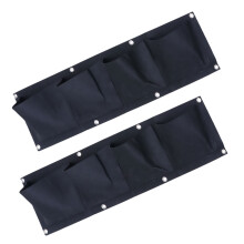 2Stk Hängender Pflanzbeutel Aus Filz Schwarz Mit 4 Taschen Für Garten