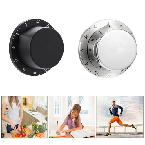 Kitchen Timer Mechanical Manual Stainless Steel with Magnetic Silver 1