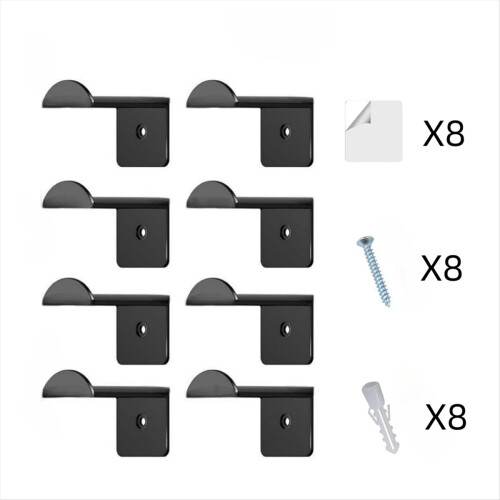 8 ganci adesivi per cappelli, neri 1