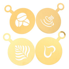 4Stk Goldene Kaffee Schablonen Edelstahl Für Latte Art Und Milchschaum