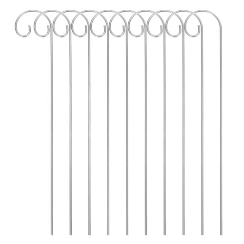 10Pcs Silver Metal Shepherd Hooks Durable Garden Plant Marker Stakes