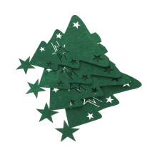 4Stk Tischbestecktaschen Weihnachtsbaum Aus Stoff Grün Für Festtafel