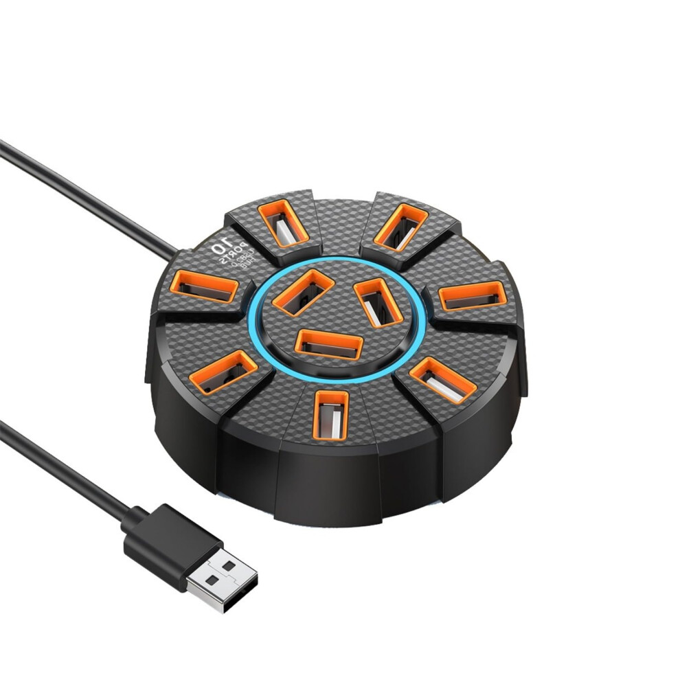 Usb Docking Station 10 Port Usb 2.0 Hub Expansion Dock For Data Transfer, Compatible With Keyboards And Peripherals 9084446887334