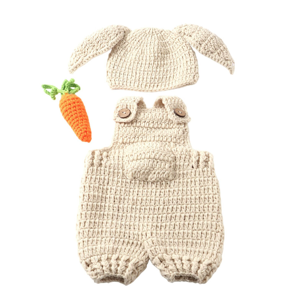 Essential Newborn Photography Set Crochet Romper and Hat with Radish Toy Baby Props for Newborn Photoshoots