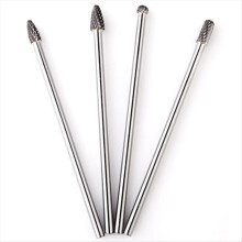 Kit com 4 peças de rebarbas de carboneto de tungstênio de eixo longo