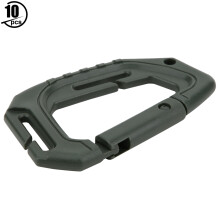 10PCS PVC Carabiner Keychain Hook, 9x5.7cm, 90kg Load, Green