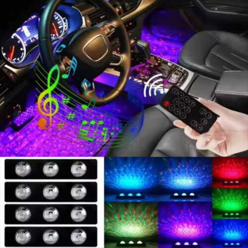 Strisce luminose a LED RGB USB per interni auto, 4 pezzi 2