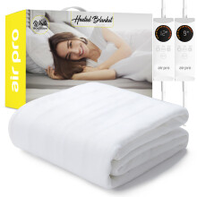 (White, Super King - 180x200cm) Air Pro Electric Underblanket - Fully Fitted Mattress Cover - Detachable Controller & Machine Washable