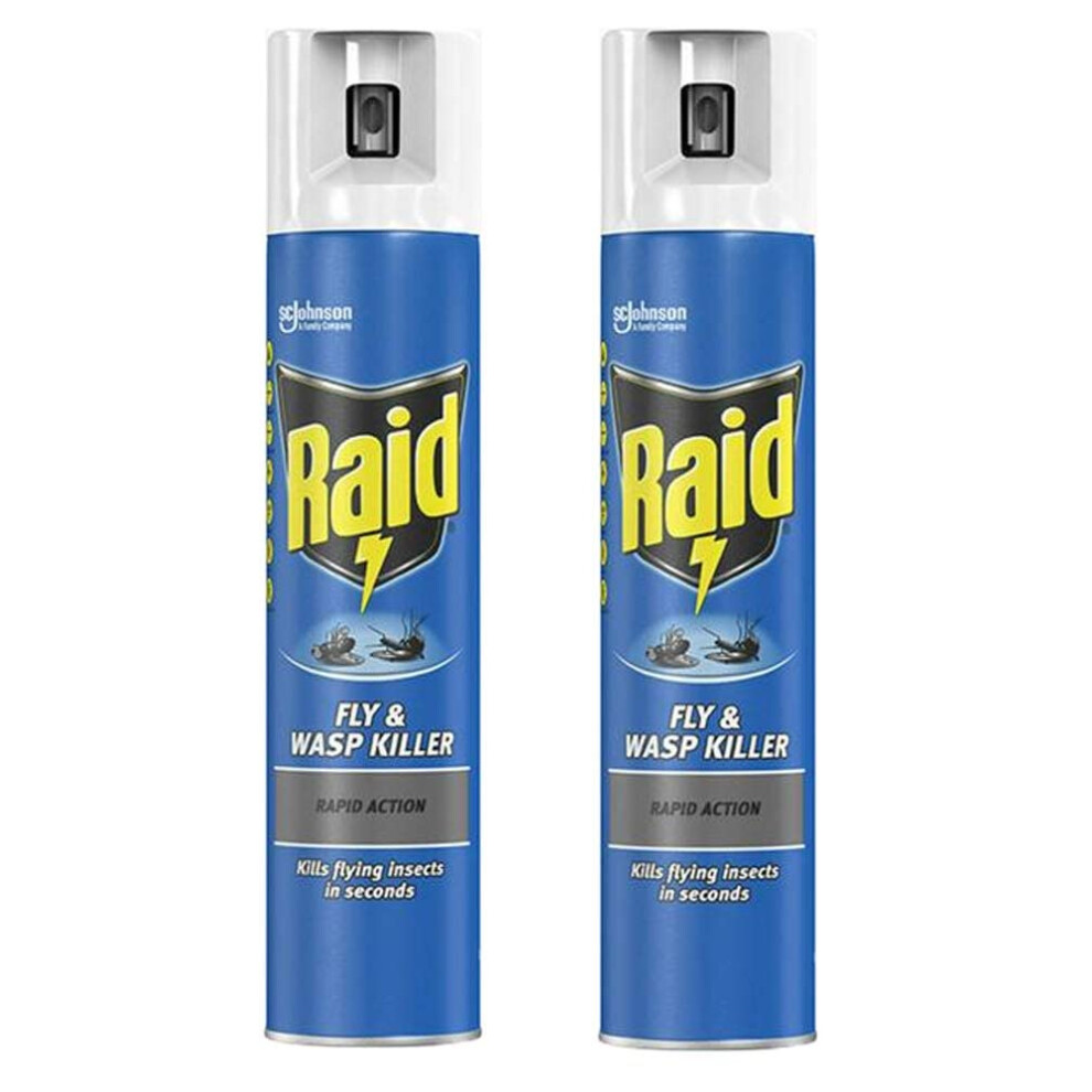2 X Fly Wasp Killer Rapid Action Spray Can 300Ml 3545348037266