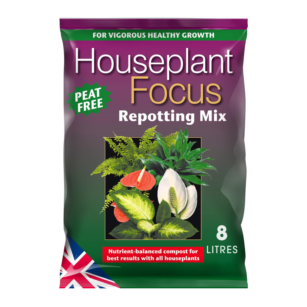 Growth Technology Brown Houseplant Focus Repotting Mix Peat Free 8L