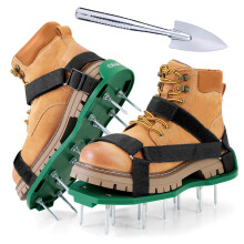 Ohuhu Lawn Aerator Shoes with Stainless Steel Shovel FreeInstallation Aerating Shoes with Hook Loop Straps Heavy Duty Spiked Aerating Sandals Univer