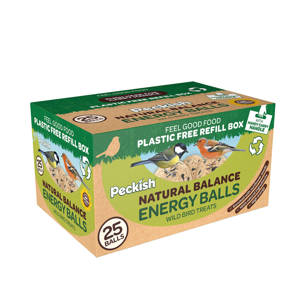 Peckish 60051257 Natural Balance Energy Suet Fat Balls for Wild Birds 25 Pack Gold