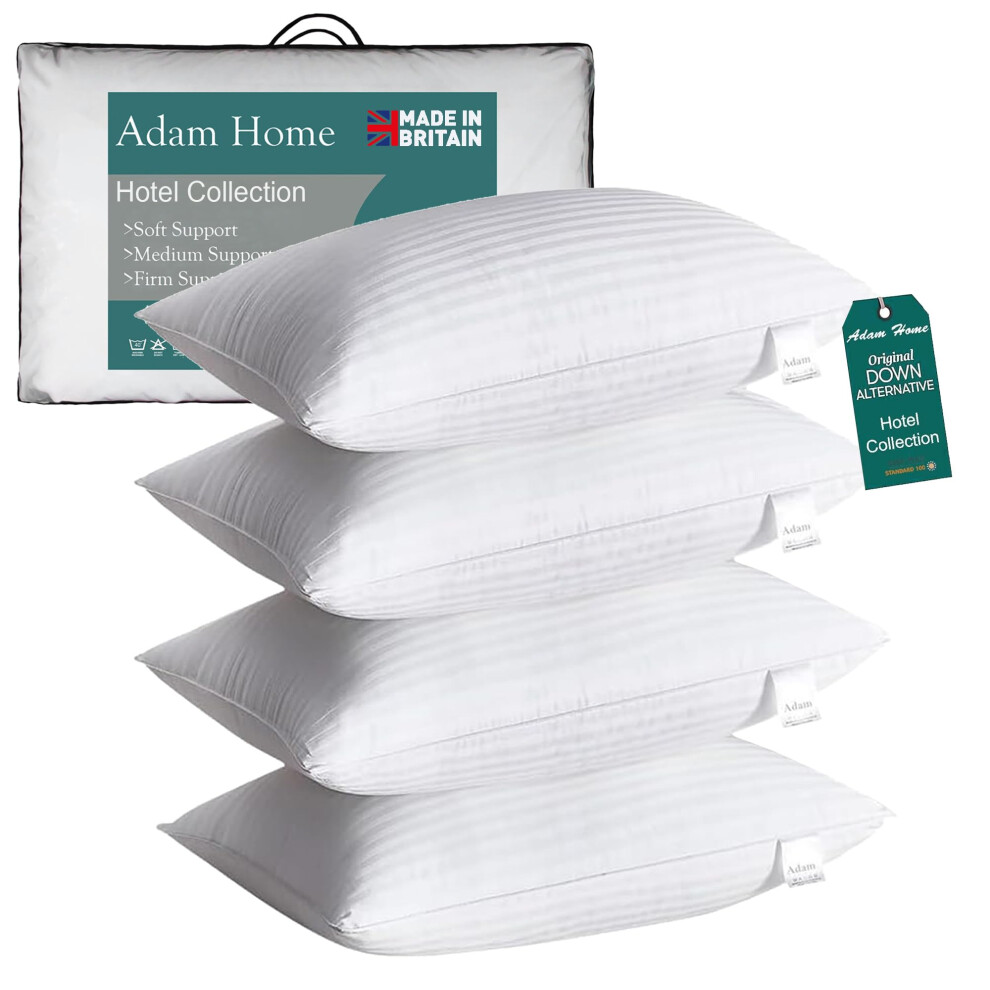Adam Home Pillows 4 Pack Hotel Quality Side Sleeper Bounce Back Bed Pillow Hypoallergenic Anti Dust Mite Resistant Premium Filled Hotel Pillows