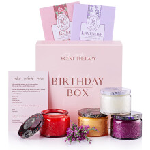 Birthday Gifts for Women Scented Candle Gift Set Soy Wax Birthday Box in Purple with Ribbon 40 Hour LongBurning CrueltyFree Candles Sachets G