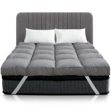 Linens World Grey 1200gsm Luxury 10CM Extra Thick Mattress Topper Super King Size with Strong Straps Super King Mattress Toppers Comfortable – Th