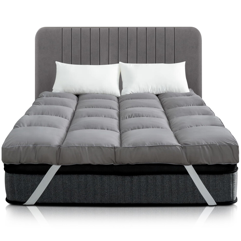 Linens World Grey 1200gsm Luxury 10CM Extra Thick Mattress Topper Super King Size with Strong Straps Super King Mattress Toppers Comfortable – Th-image-OPC-PKFKTH7-NEW
