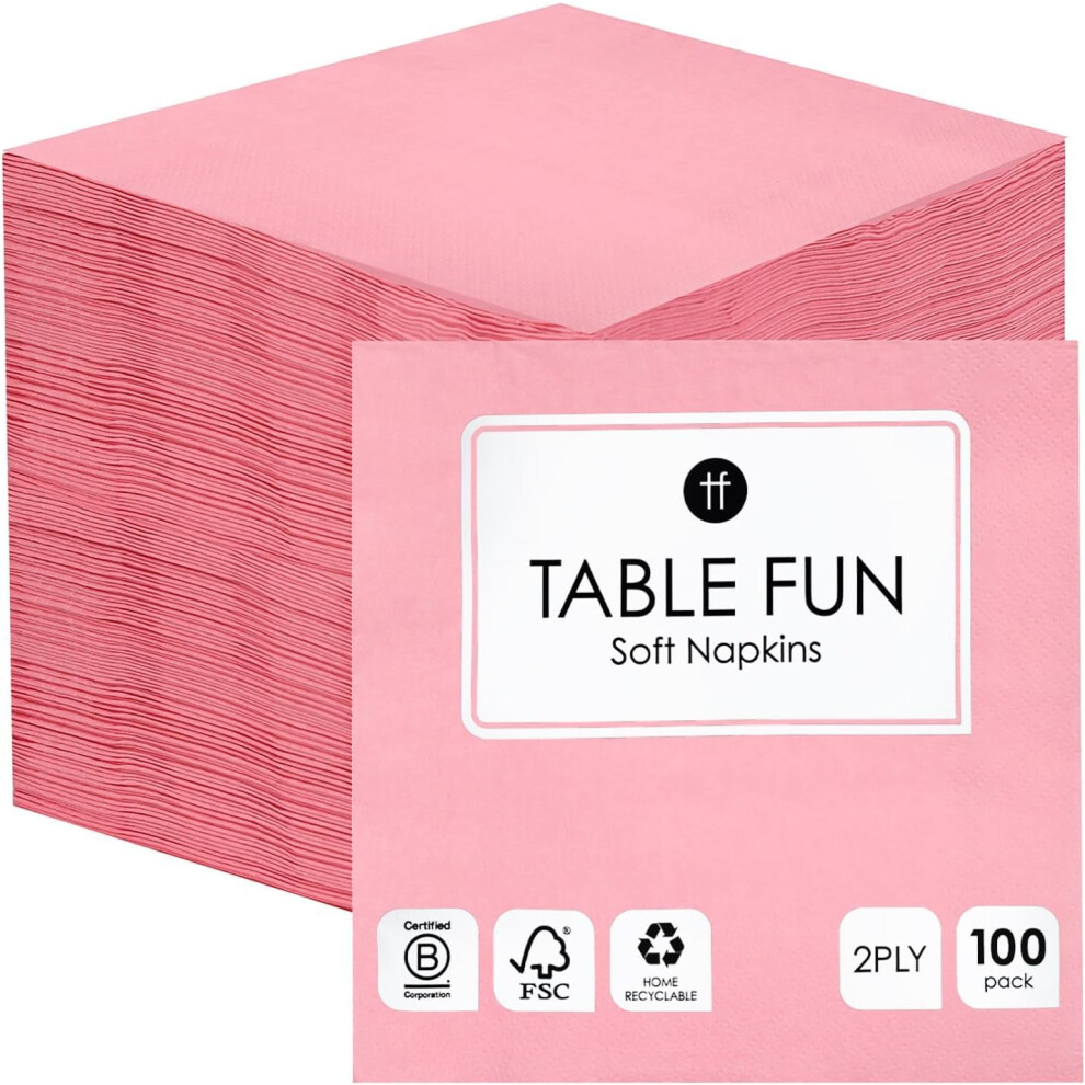 Talking Tables Pink 100 X Bulk Pack Soft Paper Napkins Disposable Party Serviettes For Birthday Valentines Day Catering Weddings Hen Baby Shower