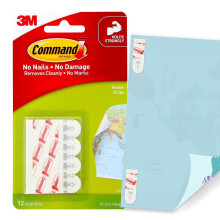 Command Poster Mounting Adhesive Strips, White , 12 Adhesive Strips , Ideal