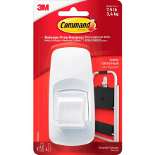 Command Jumbo Utility Hook, Pack of 1 Hook and 4 Adhesive Strips, White ,
