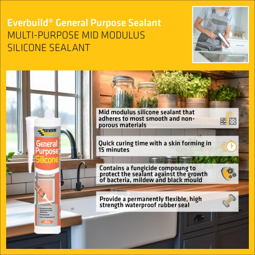 Everbuild Everbuild General Purpose Silicone Sealant – Waterproof – Suitable for 2