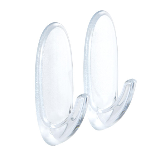 3M Command Medium Hook, Pack of 2 Hooks and 4 Adhesive Strips, Transparent , 1