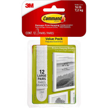 Command Picture & Frame Hanging Strips Value Pack, Large, White , 12 Pairs