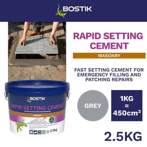 Bostik Rapid Setting Cement 2.5kg , Fast,Setting , Ready Mixed Cement, Just 1