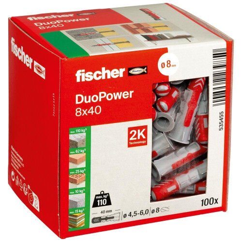 Fischer fischer Wallplug, Red/Grey, 8 mm
