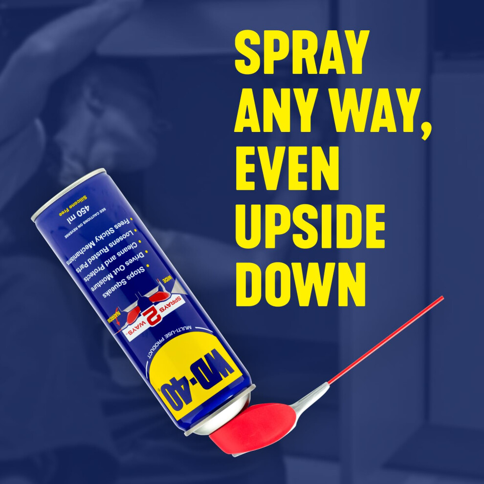 Wd-40 Multi Use Lubricant Spray 450Ml, Wide And Narrow Smart Straw, Multipurpose Wd40 Spray Lubricant For Maintenance, Water Displacement, And Rust P 5004843793940