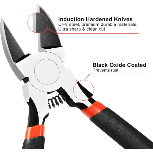 BOENFU Precision Wire Cutter, 6 Inch Wire Flush Cutters Ultra Sharp Side 1