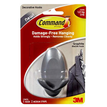 Command 17087G Medium Graphite Double Hook