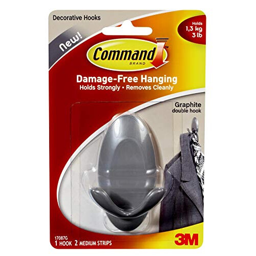 3M Command 17087G Medium Graphite Double Hook