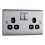 BG Electrical Double Switched Power Plug Wall Socket, Nexus Metal, Brushed 1