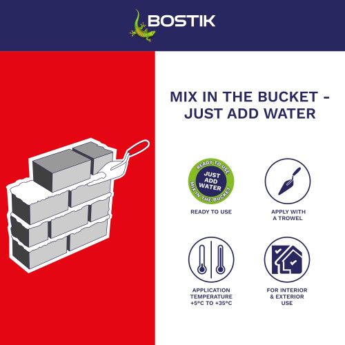 Bostik Cementone General Purpose Mortar 5kg , Ready Mixed Mortar, Just Add 2