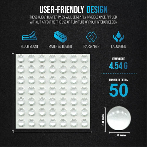 50 Clear Soft Close Pads , Small Silicone Rubber Bumper Pads , Self 1