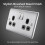 BG Electrical Double Switched Power Plug Wall Socket, Nexus Metal, Brushed 2