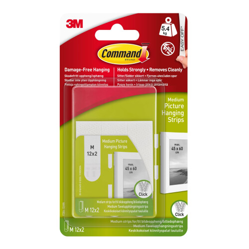 3M Command Picture Hanging Strips, Medium , 12 Pairs (24 Strips) Adhesive